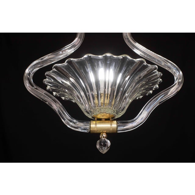 Metal Transparent Murano Glass Chandelier by Barovier E Toso, 1950s For Sale - Image 7 of 11
