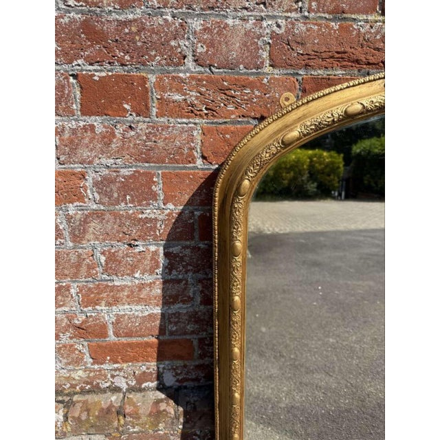 Large Antique 19th Century English Arched-Top Gilt Overmantle Mirror For Sale - Image 6 of 8