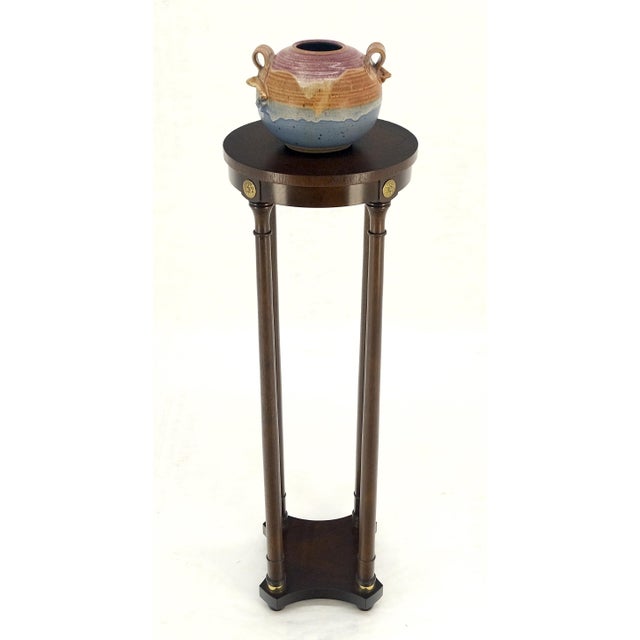 Baker Dark Mahogany 13" Round Neoclassical Pedestal Plant Lamp Stand Table MINT For Sale - Image 13 of 13