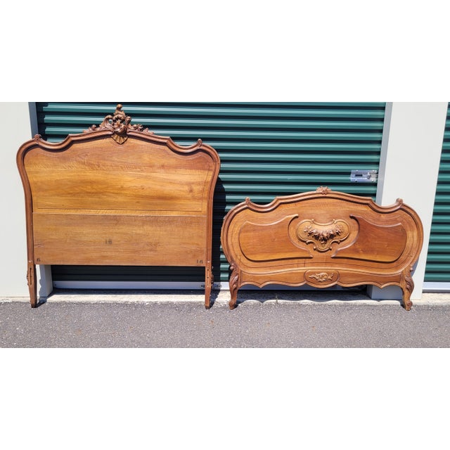 Antique Louis French Walnut Headboard and Footboard For Sale - Image 9 of 14