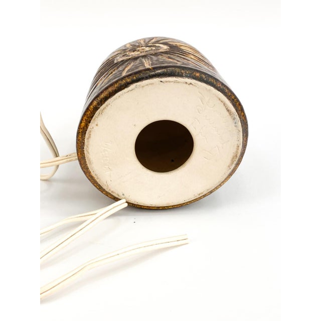 Brown 1960s Danish Ceramic Table Lamp With Sun Design by Søholm Ceramics. For Sale - Image 8 of 9