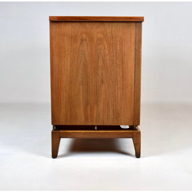 White Furniture 1960's Walnut Floating Commode Sideboard With Open Fretwork Doors For Sale - Image 4 of 11