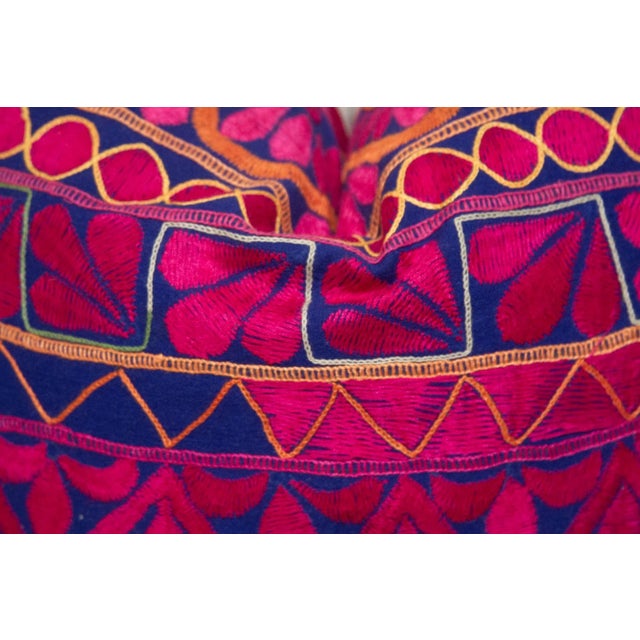 Tribal Embroidered Floral Pillow For Sale - Image 4 of 7