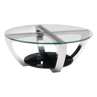Modern Greg Sheres Style Stainless Steel and Glass Cocktail Table For Sale