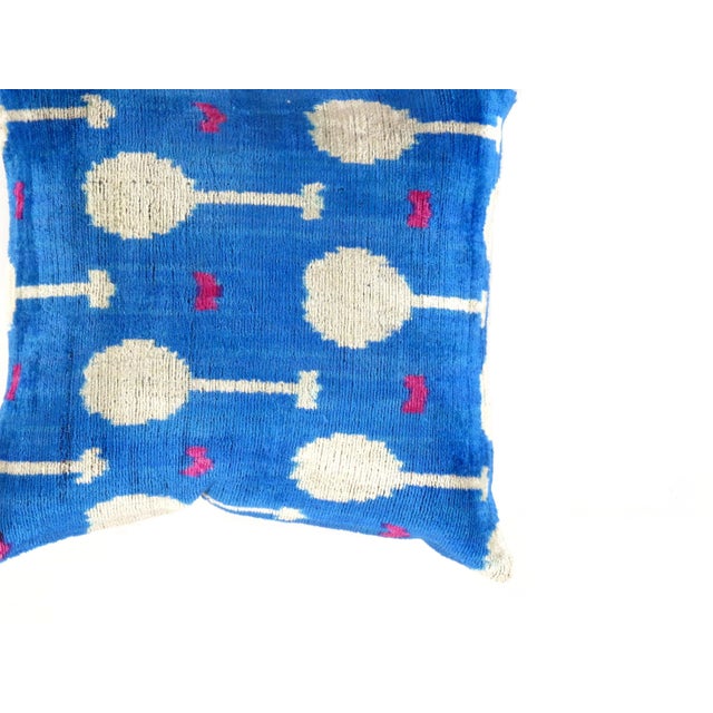 Modern Boho Chic Silk Velvet Ikat Pillow For Sale - Image 3 of 5