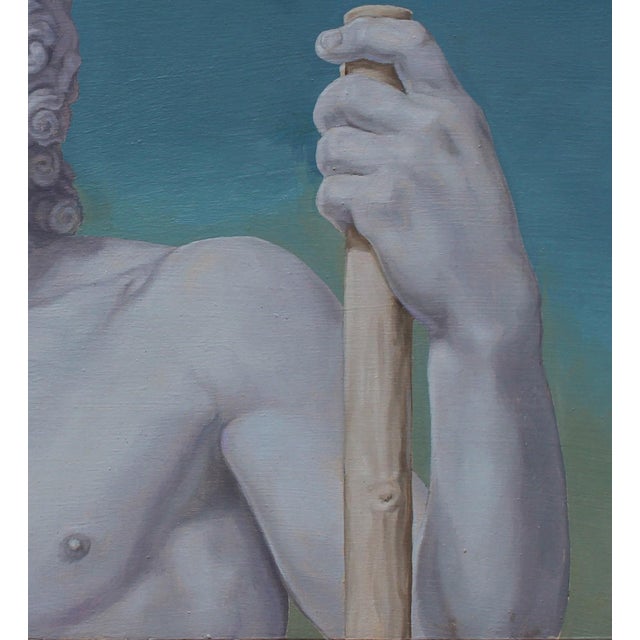 Contemporary The Oracle of Time by John Tarantola | Oil Painting of a man and a classical statue holding a flame For Sale - Image 3 of 5