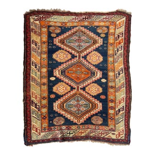 Early 20th Century INDIGO CHILD Collectable Caucasian Rug 3.10 x 4.9 For Sale