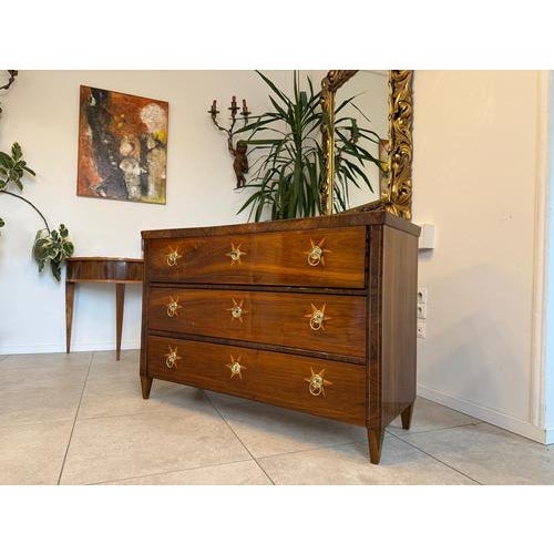 Original restored Biedermeier 3-drawer antique chest of drawers. Dimensions: Height x Width x Depth 87 x 129 x 47 cm. A...