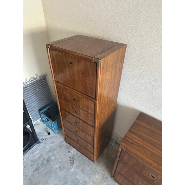 Campaign 1970s Drexel Accolade Campaign Lingerie Vanity Jewelry Chest For Sale - Image 3 of 6