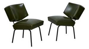 Set of Tubular Armchairs in Imitation Leather, 1950