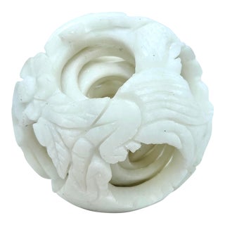 Late 20th Century Extra Large White Marble Puzzle Ball For Sale