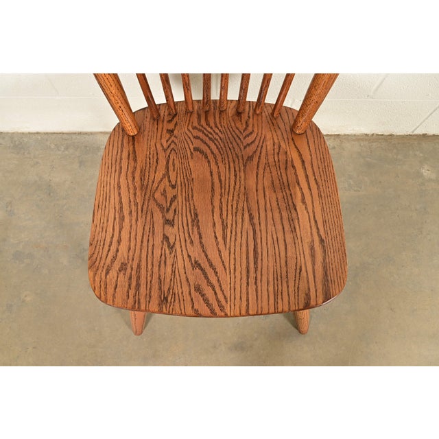 Wood Stickley Style American Colonial Solid Oak Spindle Back Windsor Dining Chairs, Set of Four For Sale - Image 7 of 12