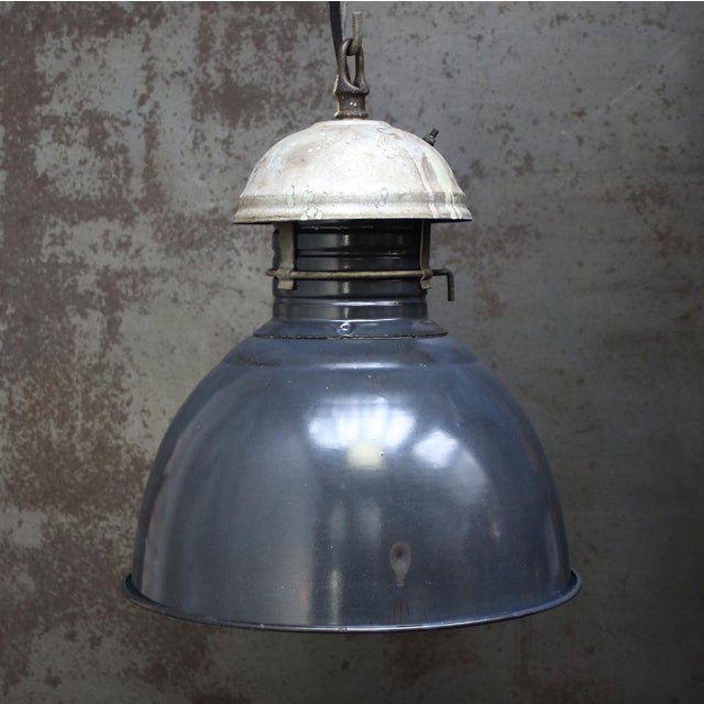 French vintage industrial street lamp Blue enamel with metal top E27/E26 Up to 250V (Europe/UK Standard).The wiring of...