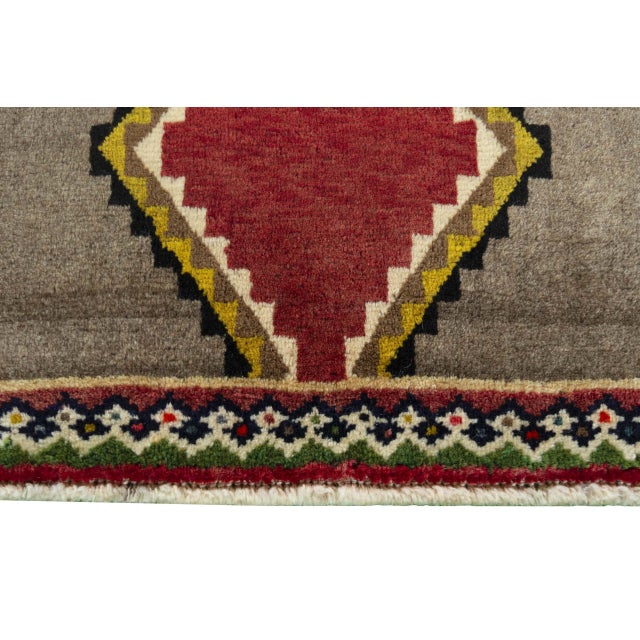 Hand-Knotted Gabbeh Rug with Geometric Pattern For Sale - Image 6 of 11
