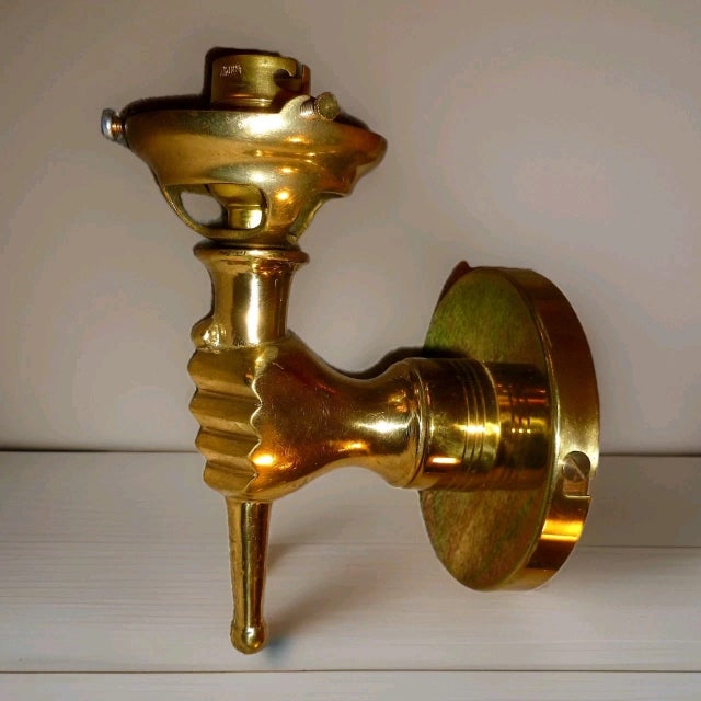 1950's French Regency Bronze Hand Fist Torch Wall Sconce With Flame Shade For Sale - Image 12 of 14