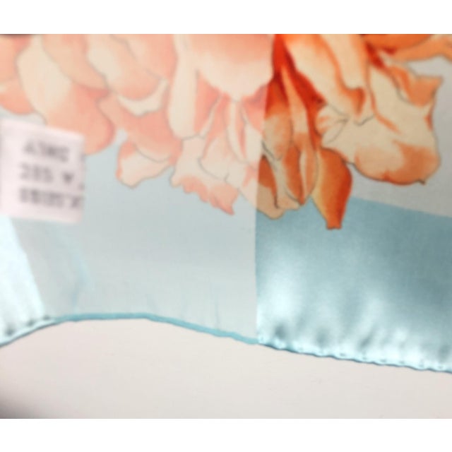 Sky Blue Pure Silk Valentino Vintage Scarf With Wall Hanging Scarf Holder For Sale - Image 8 of 11