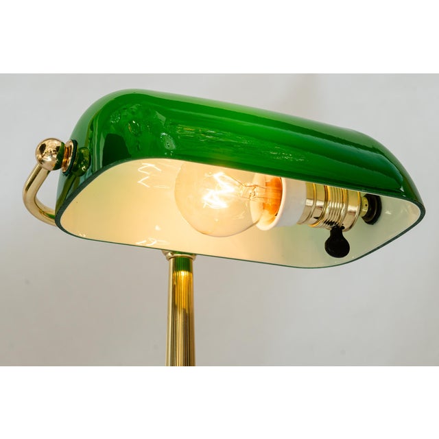 Art Deco Banker Lamp with Green Glass Shade, Vienna, 1920s For Sale - Image 16 of 18