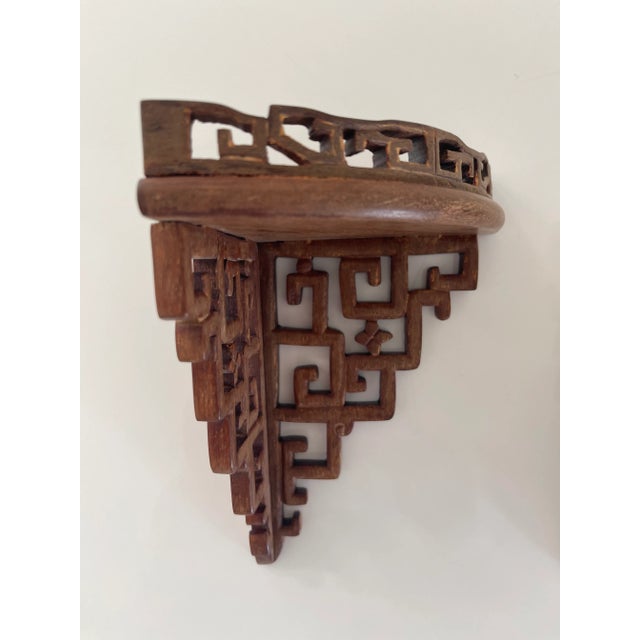 Chinosierie Carved Corner Wall Shelves For Sale In Miami - Image 6 of 11