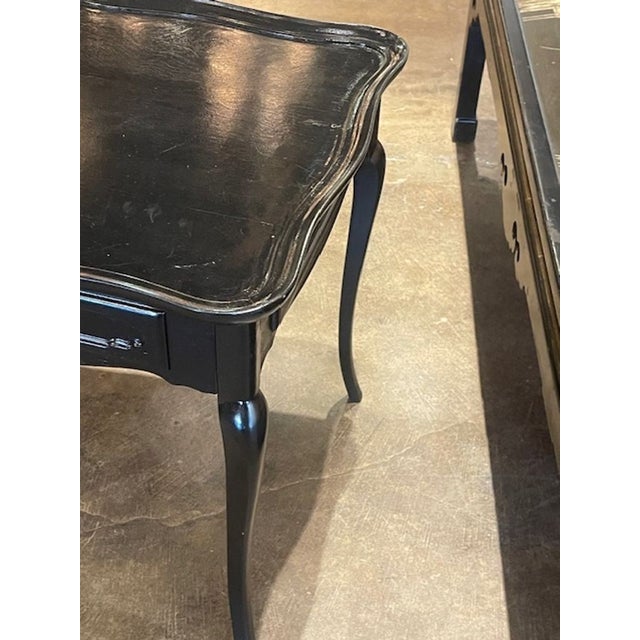 Mid 20th Century Pair of Vintage French Black Lacquered Side Tables For Sale - Image 5 of 9