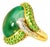 Late 20th Century 14K Gold Cabochon Green Amethyst Tsavorite Pave Diamond Ring, Size 6.5 For Sale