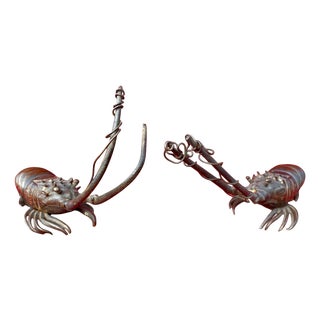 Meiji Bronze Crayfish, 1800s, Set of 2 For Sale