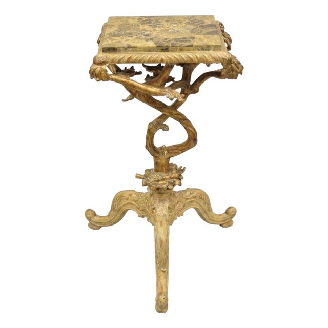 Late 20th Century Maitland Smith Italian Grotto Style Branch and Bird Figural Pedestal Side Table For Sale