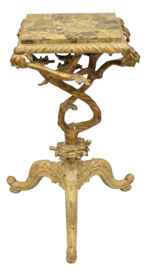 Late 20th Century Maitland Smith Italian Grotto Style Branch and Bird Figural Pedestal Side Table