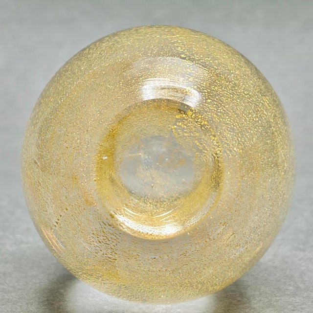 Gold Vintage Murano Italy Gold Aventurine Art Glass Paperweight For Sale - Image 8 of 9