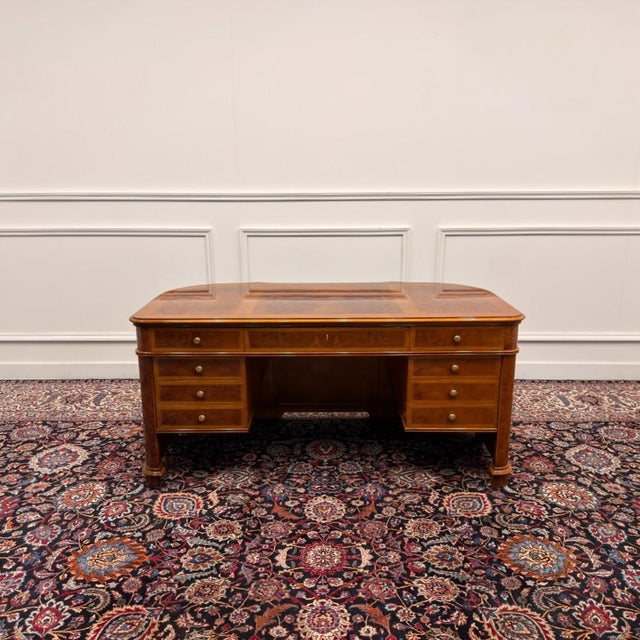 Antique Italian ClassicDesk with Back Panel Burlwood For Sale - Image 4 of 18