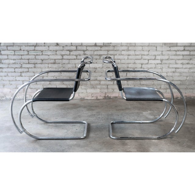 Animal Skin Vintage Mid Century Chairs Mies Van Der Rohe 'Mr20' Attr. Chairs - A Pair For Sale - Image 7 of 18