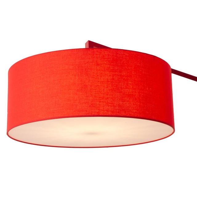 Red Stretch Arc Floor Lamp - 87", Red Finish, Sturdy Rectangular Base, Dimmer Switch For Sale - Image 8 of 18