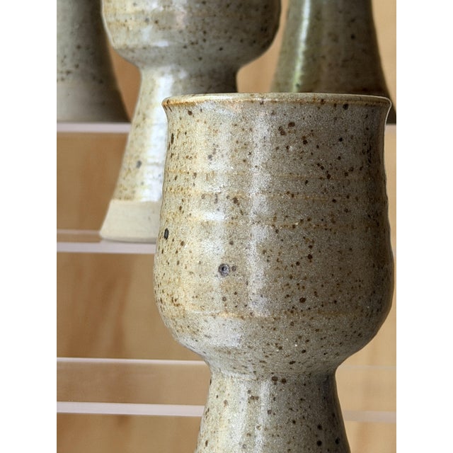 Handmade Speckled Stoneware Goblets, Set of 8 For Sale - Image 14 of 18