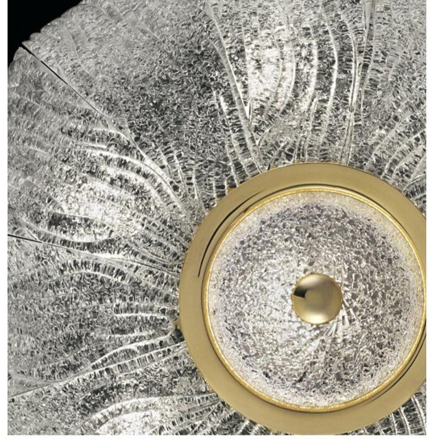 Metal Ceiling Light in Brass and Dew Glass from Barovier and Toso, 1970s For Sale - Image 7 of 8