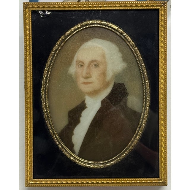 A finely executed American reverse glass portrait miniature of George Washington, painted in oils on the surface of white...