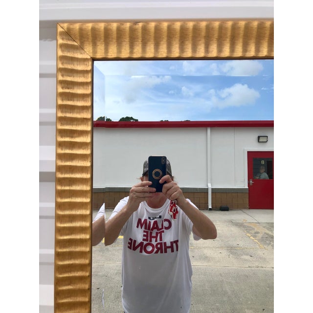 Large Vintage Beveled Gold Solid Wood Full Length Mirror For Sale - Image 4 of 12