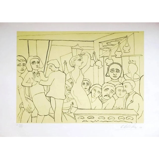 Tabarin is an original lithograph realized by Giuseppe Viviani in 1964. Hand signed and dated in pencil on lower right...