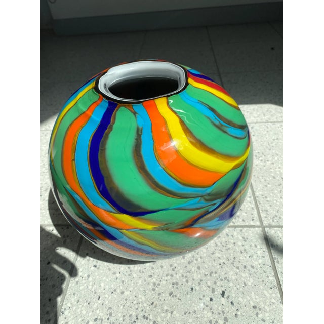 Contemporary Abstarct Vase With Multicolored Reeds in Murano Glass For Sale - Image 10 of 11
