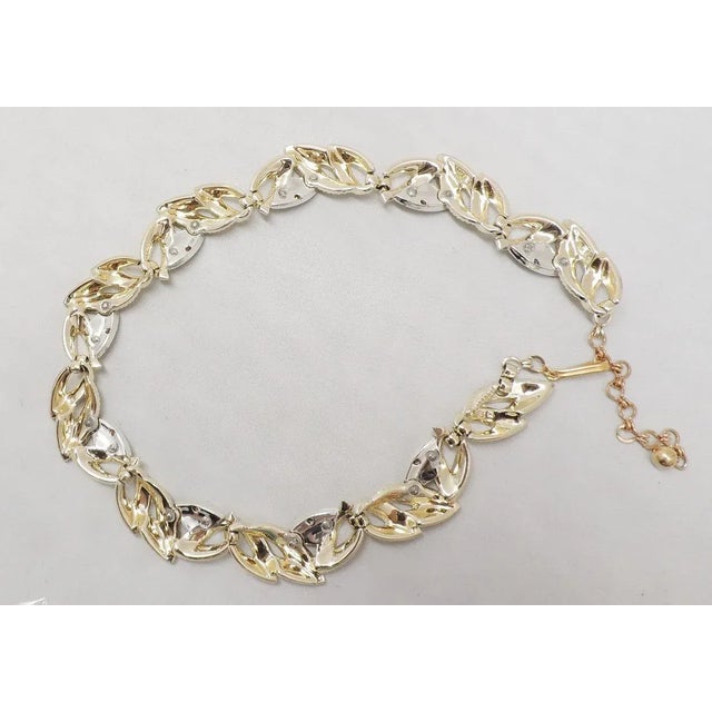 Vintage Marboux Rhinestone Leaves Collar Necklace For Sale - Image 4 of 8