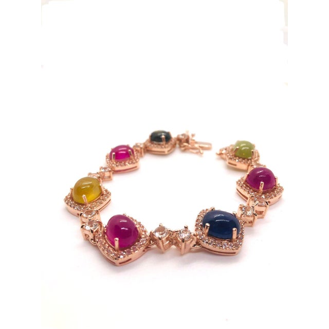 Bochic “Capri” Vintage Fancy Sapphire & Ruby Bracelet Set In 18K & Silver For Sale In New York - Image 6 of 14