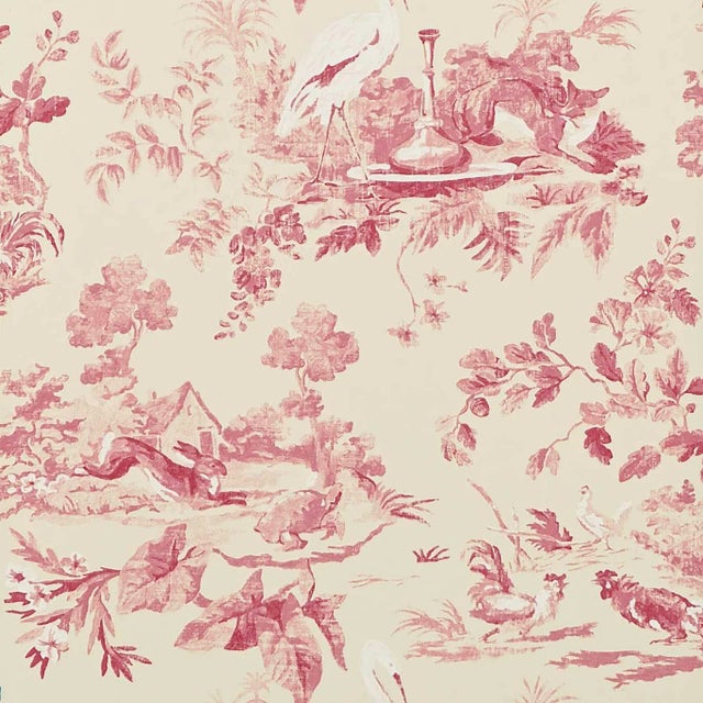 Sanderson Aesop's Fables Wallpaper in Pink For Sale