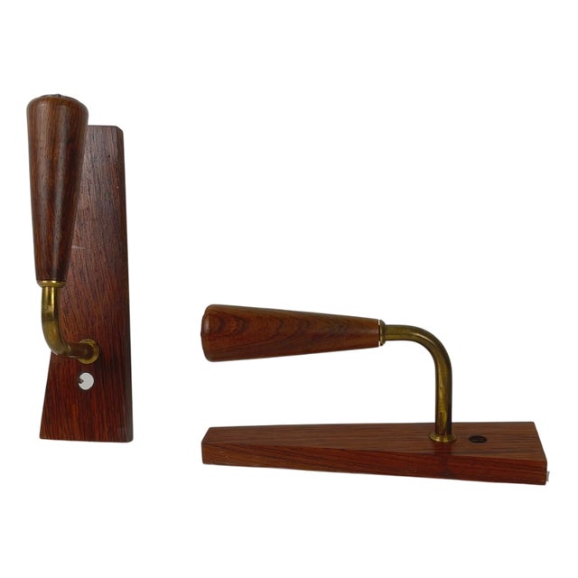 Danish Wood Wall Sconces, 1970s, Set of 2 For Sale