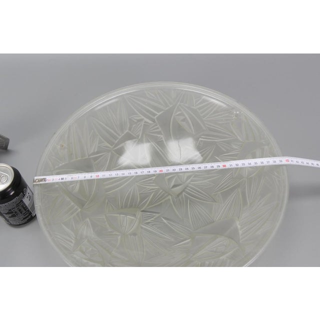 Art Deco French Chromed Brass and Frosted Glass Pendant Light by Noverdy, 1930s For Sale - Image 14 of 18