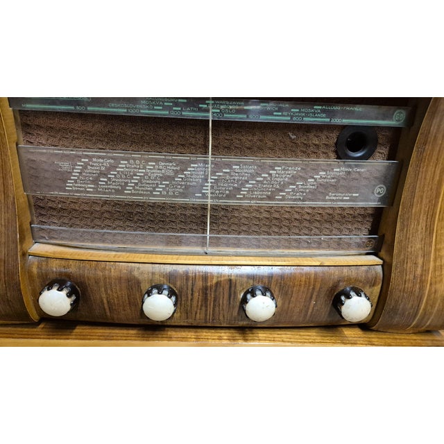 Vintage Art Deco Radio Gramophone Cabinet with Garrard R.C.72 Record Changer and Wooden Case, 1940s For Sale - Image 9 of 16