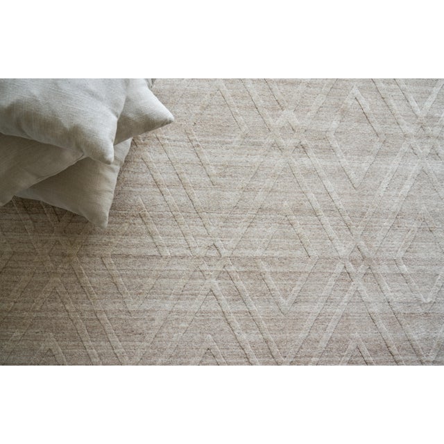 2020s Exquisite Rugs Basildon Handmade Bamboo Silk & Cotton Beige Rug-12'X15' For Sale - Image 5 of 6