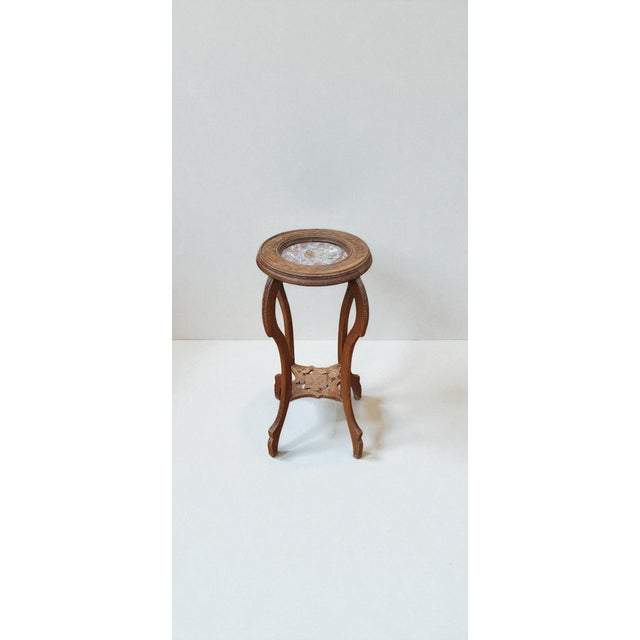 Art Deco Wood and Marble Side Table, 1950s For Sale - Image 3 of 6