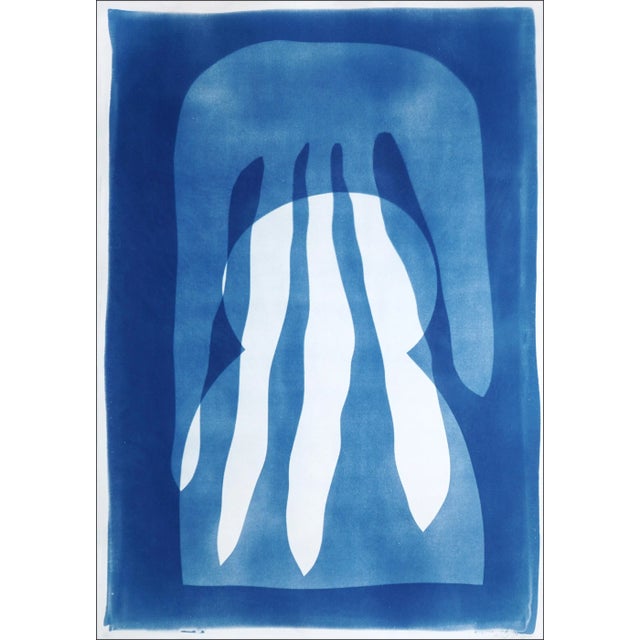 2025, Desert Modernim Inspiration, Monotype in Indigo Blue, Cyanotype on Watercolor Paper by Kind of Cyan For Sale