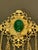 Mid 20th Century Vintage Signed Art Arthur Pepper Intaglio Cameo Brooch – Renaissance Revival Gold-Tone Filigree With Green Glass Cabochon & Tassel Chains For Sale - Image 5 of 8