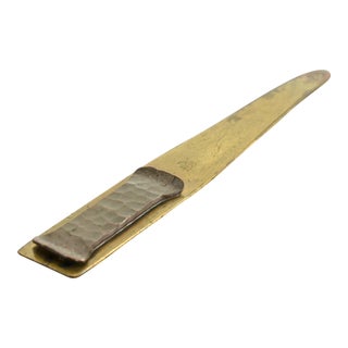 Roycroft Arts & Crafts Hammered Brass Over Copper Letter Opener For Sale