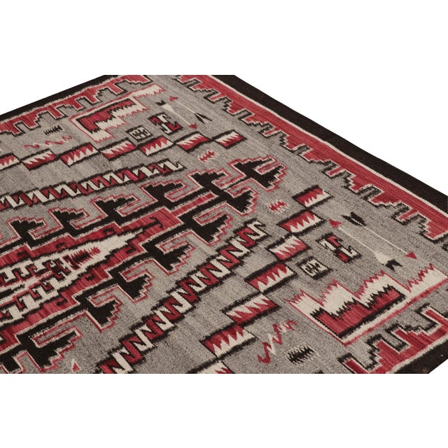 Rug & Kilim Navajo Tribal Kilim Style Rug in Red, Gray, Black and White Geometric Pattern For Sale - Image 4 of 7
