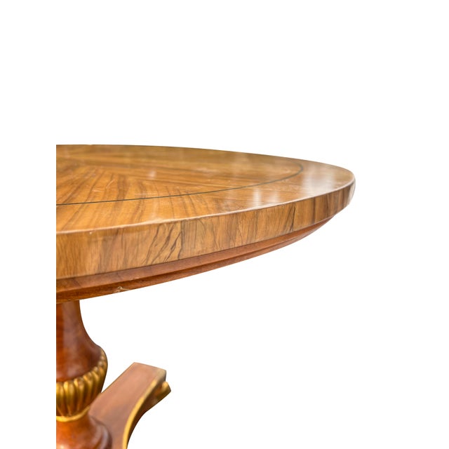 Brown William Switzer Round Foyer Table Center Entry Way Inlay With Claw Feet Made in Spain For Sale - Image 8 of 14